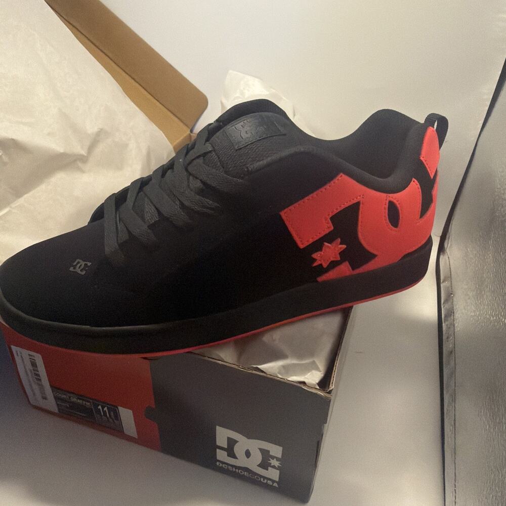 NEW! DC COURT GRAFFIK MEN'S BLACK/RED WORK SHOE BOOTS - Size 11
